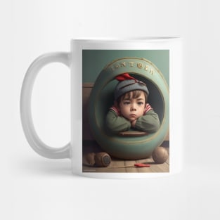 bored little boy sitting . Mug